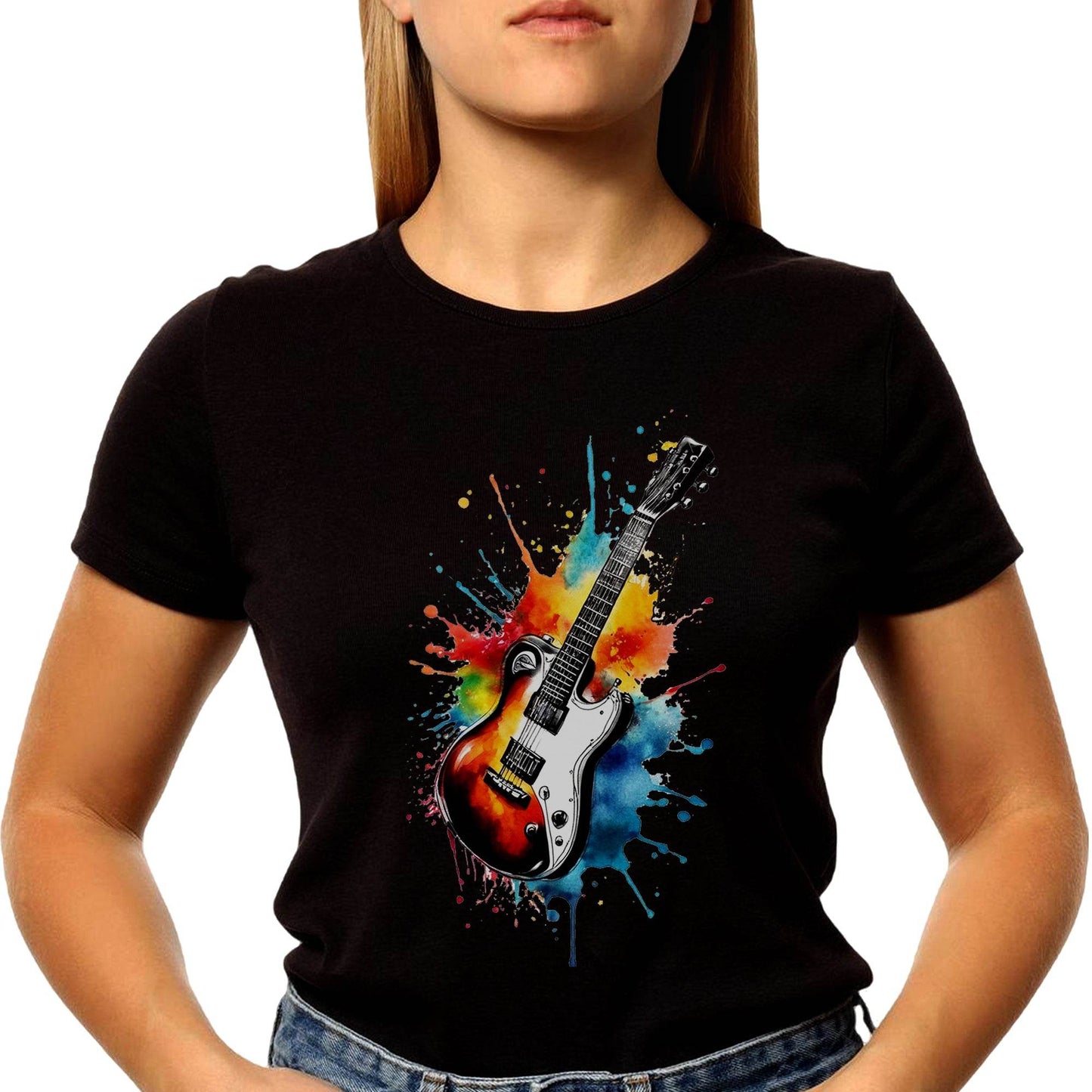 Guitar Music Instrument - Unisex Round Neck Regular Fit 100% Combed Cotton Half Sleeve T-Shirt - Mojilo Mart
