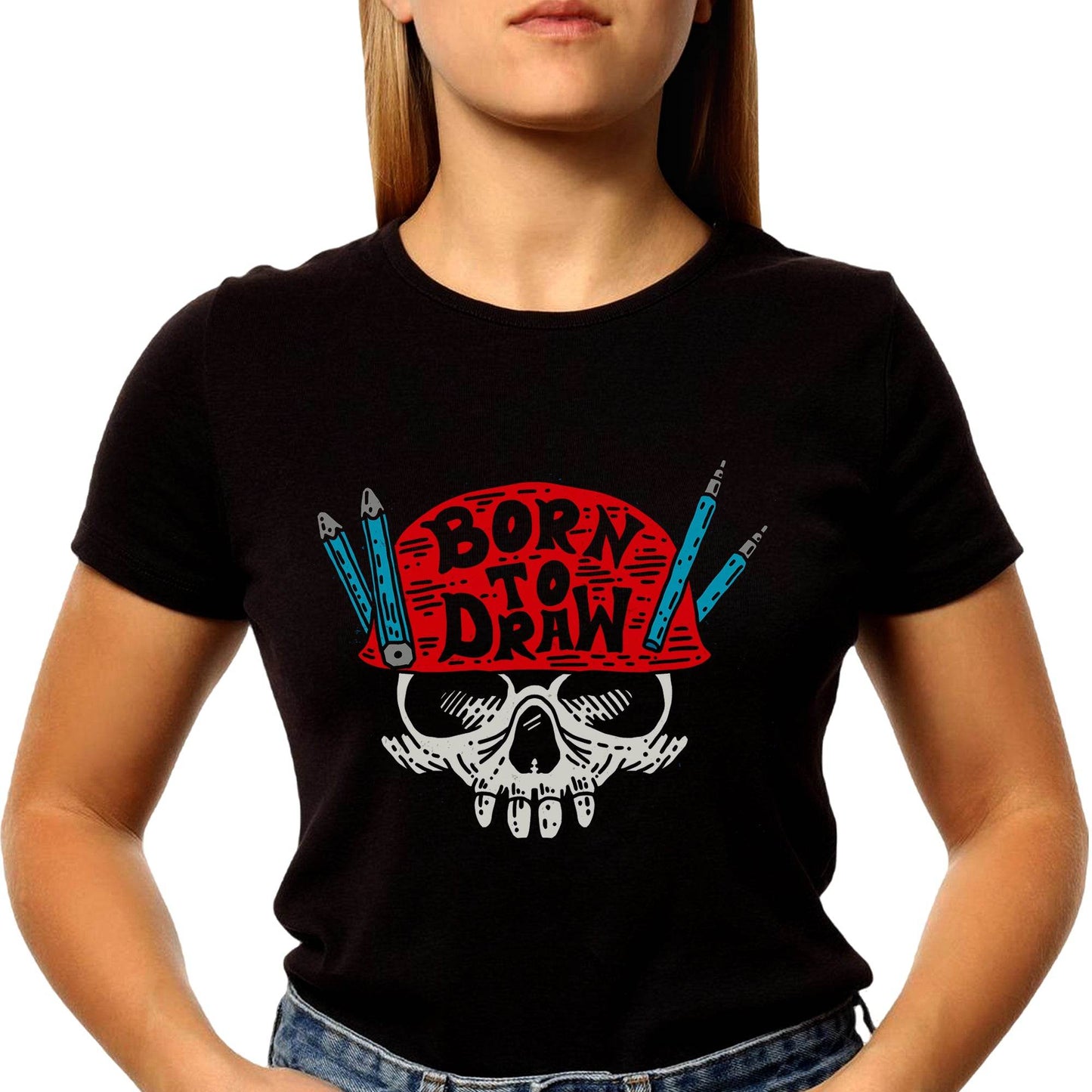 Born To Draw - Unisex Round Neck Regular Fit 100% Combed Cotton Half Sleeve T-Shirt - Mojilo Mart