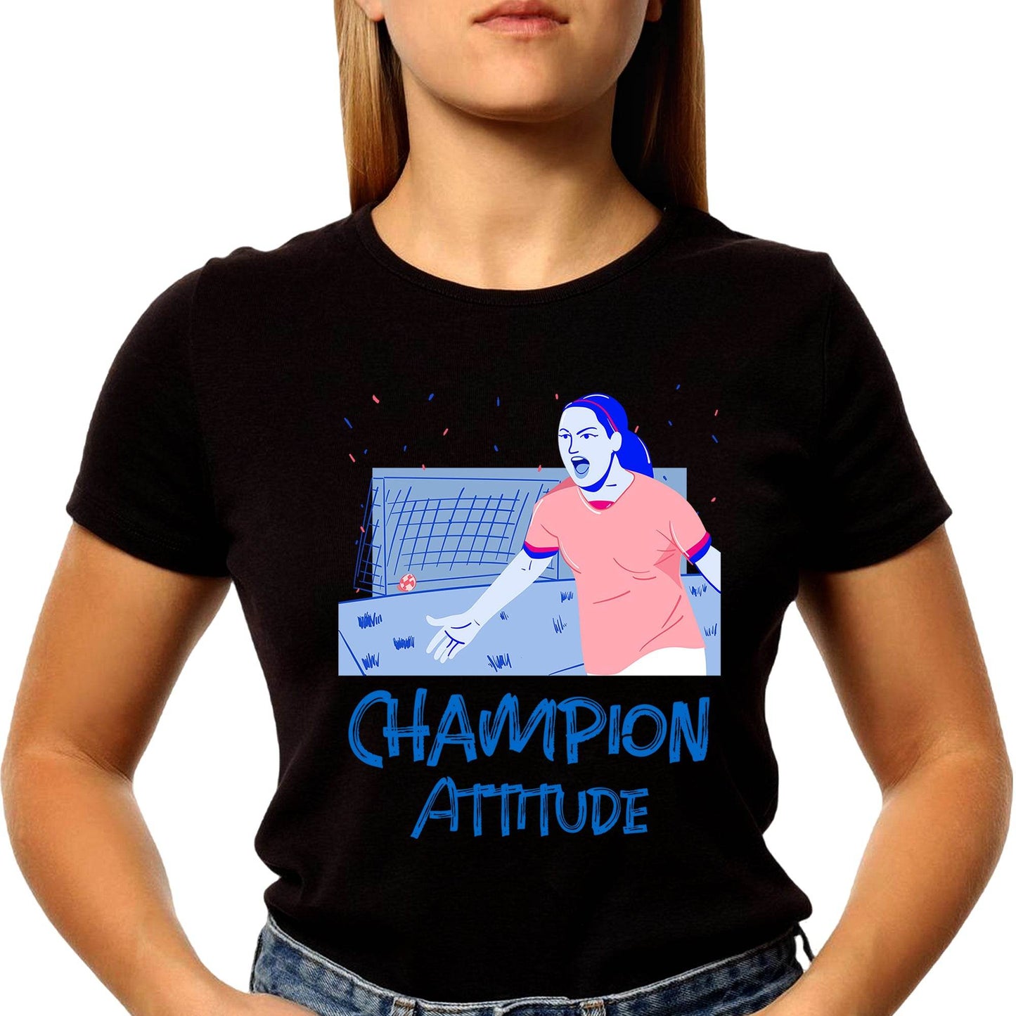 Champion Attitude - Unisex Round Neck Regular Fit 100% Combed Cotton Half Sleeve T-Shirt - Mojilo Mart