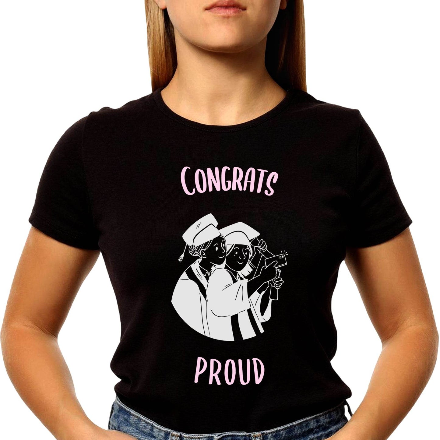 Congrats Proud Graphic - Unisex Round Neck Regular Fit 100% Combed Cotton Half Sleeve T-Shirt - Mojilo Mart