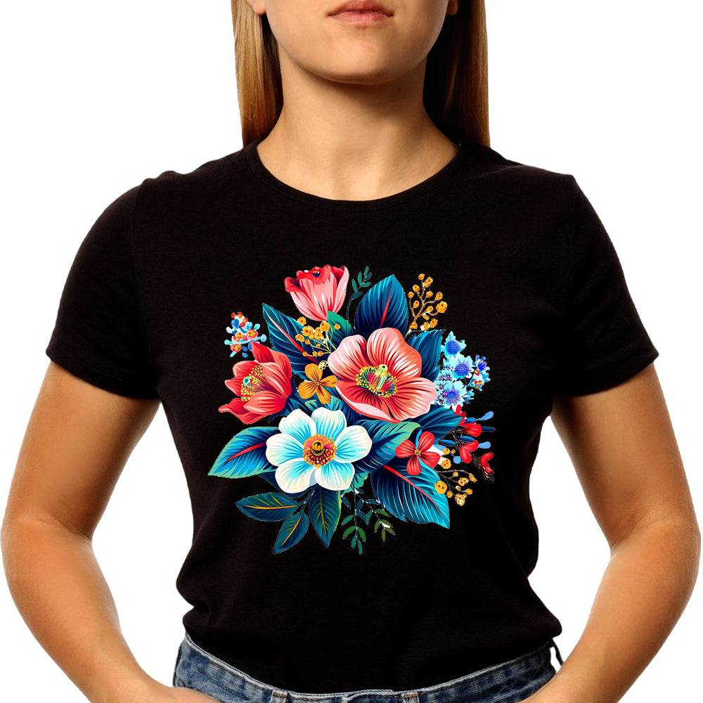 Flowers Bouquet Flower Lover Design - Unisex Round Neck Regular Fit 100% Combed Cotton Half Sleeve T-Shirt - Mojilo Mart