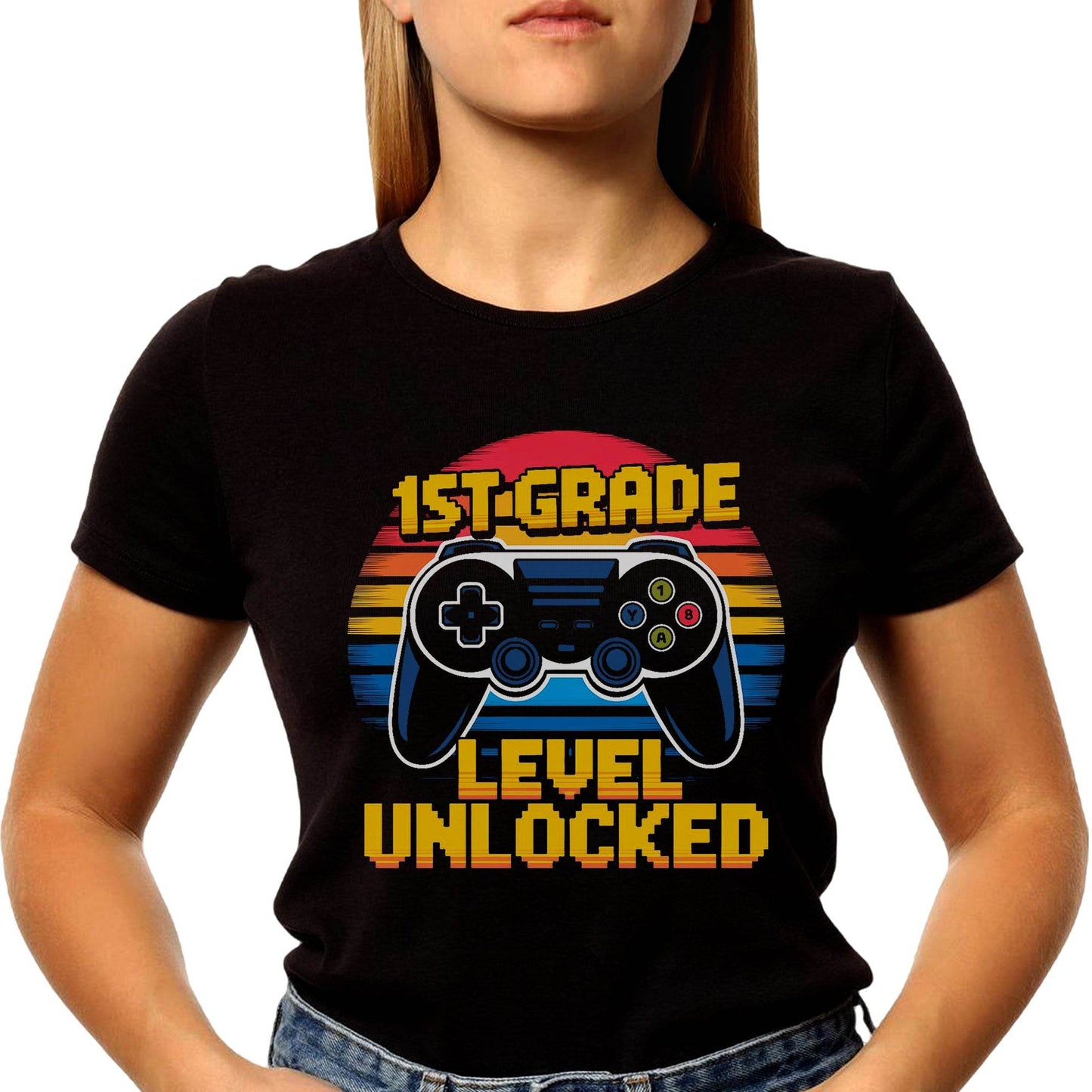 Game 1ST GRADE + LEVEL UNLOCKED - Unisex Round Neck Regular Fit 100% Combed Cotton Half Sleeve T-Shirt - Mojilo Mart