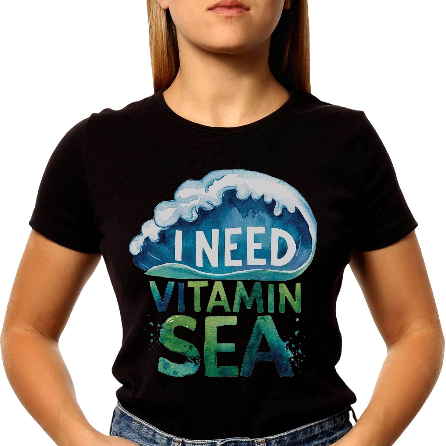 I Need Vitamin Sea - Unisex Round Neck Regular Fit 100% Combed Cotton Half Sleeve T-Shirt - Mojilo Mart