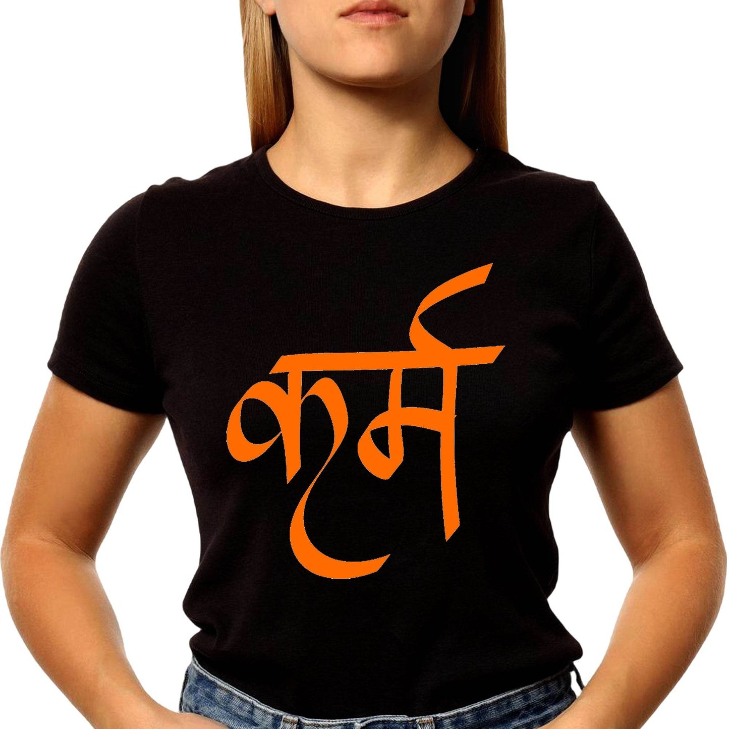Karma in Sanskrit - Unisex Round Neck Regular Fit 100% Combed Cotton Half Sleeve T-Shirt - Mojilo Mart
