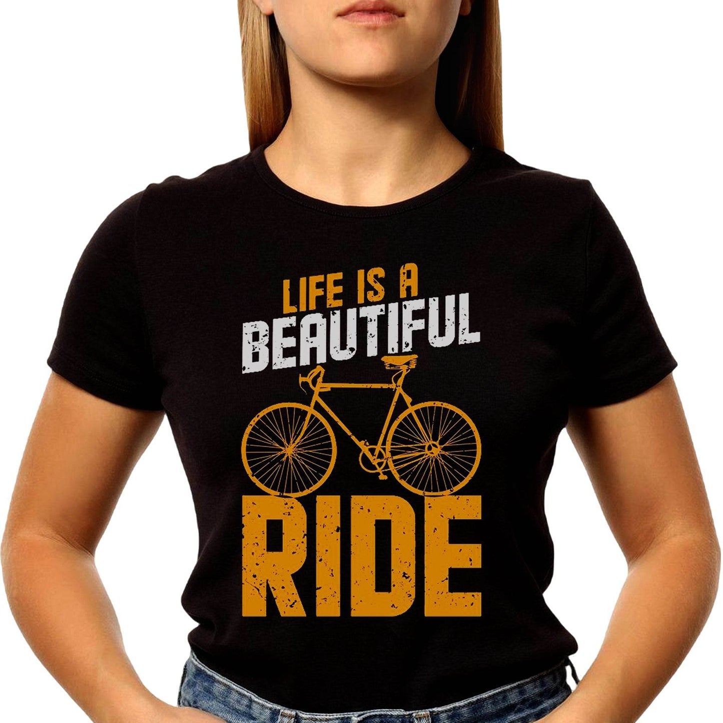 Life Is A Beautiful Ride - Unisex Round Neck Regular Fit 100% Combed Cotton Half Sleeve T-Shirt - Mojilo Mart