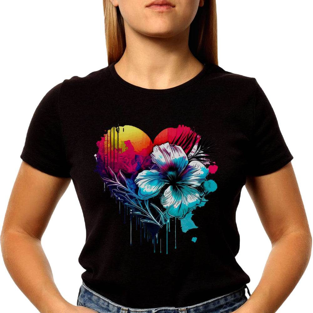 Love Heart Watercolor 90s Trend - Unisex Round Neck Regular Fit 100% Combed Cotton Half Sleeve T-Shirt - Mojilo Mart