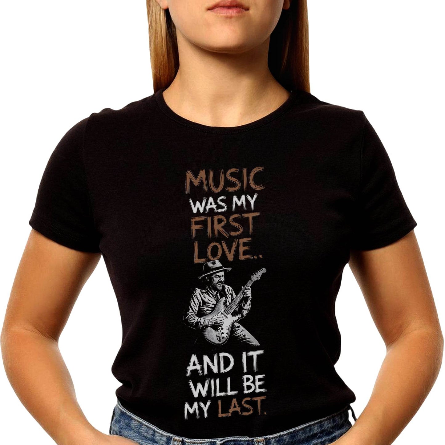 MUSIC WAS MY FIRST LOVE AND IT WILL BE MY LAST - Unisex Round Neck Regular Fit 100% Combed Cotton Half Sleeve T-Shirt - Mojilo Mart