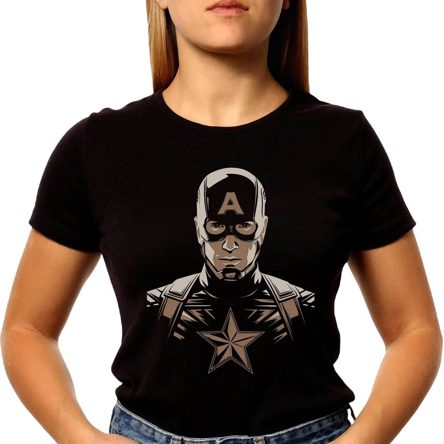 Marvel Captain America Clipart superhero - Unisex Round Neck Regular Fit 100% Combed Cotton Half Sleeve T-Shirt - Mojilo Mart