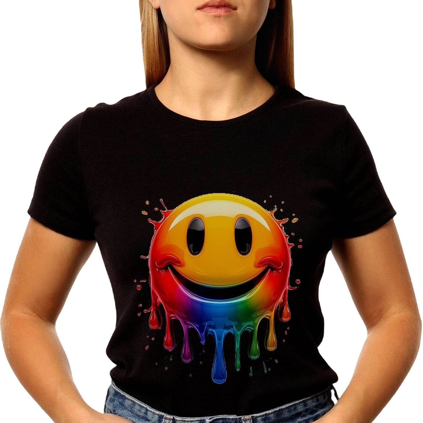 Melting Smiley - Unisex Round Neck Regular Fit 100% Combed Cotton Half Sleeve T-Shirt - Mojilo Mart