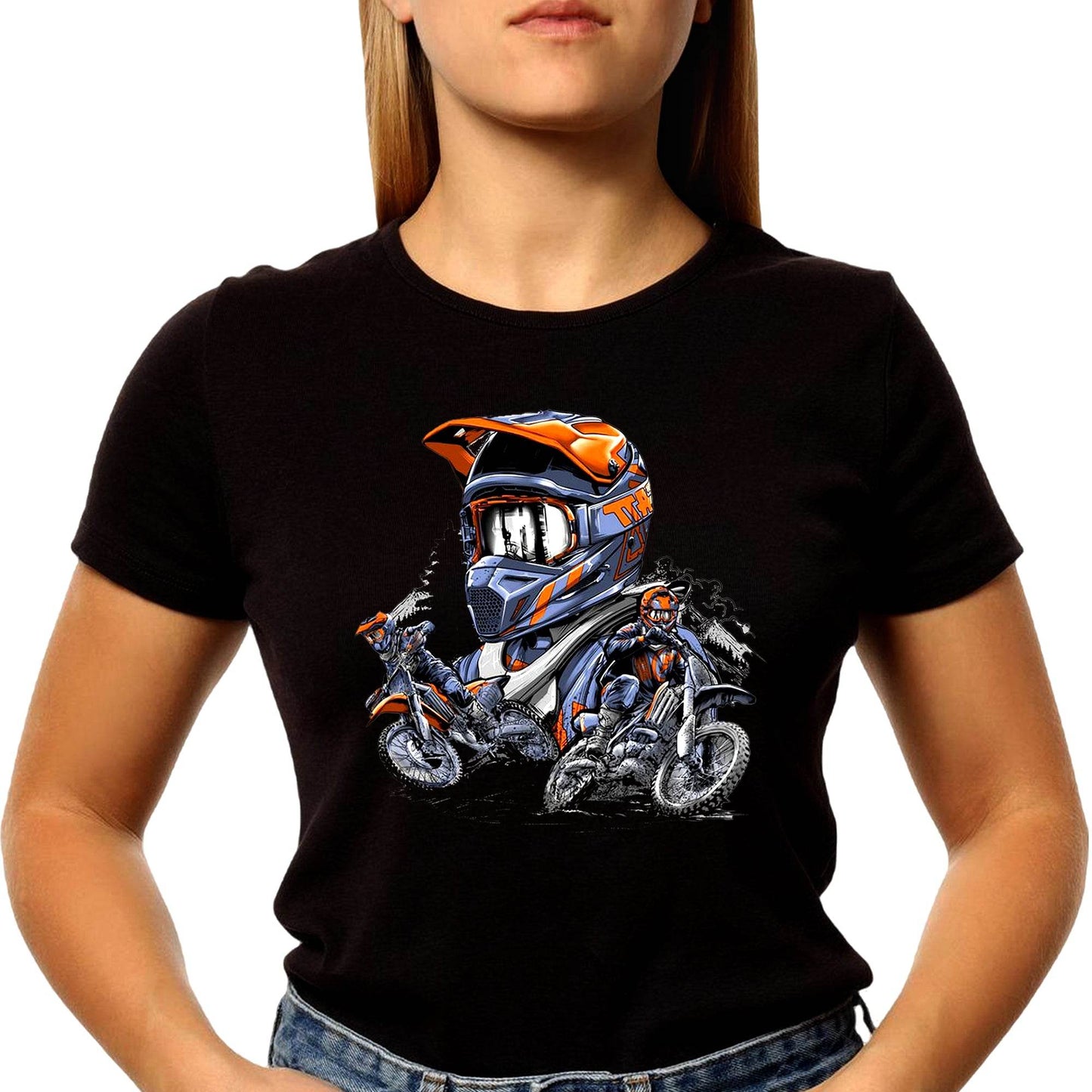 Motorcycle Printed Shirt Mountain Bike Outdoor Riding Graphic - Unisex Round Neck Regular Fit 100% Combed Cotton Half Sleeve T-Shirt - Mojilo Mart