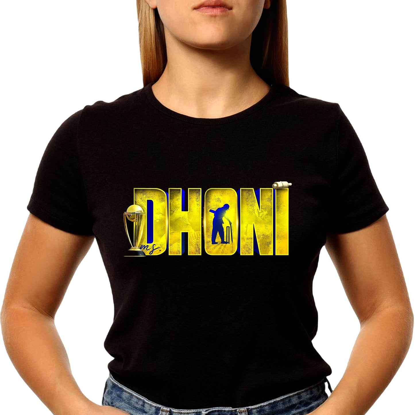 Multicolour Dhoni Edition - Unisex Round Neck Regular Fit 100% Combed Cotton Half Sleeve T-Shirt - Mojilo Mart