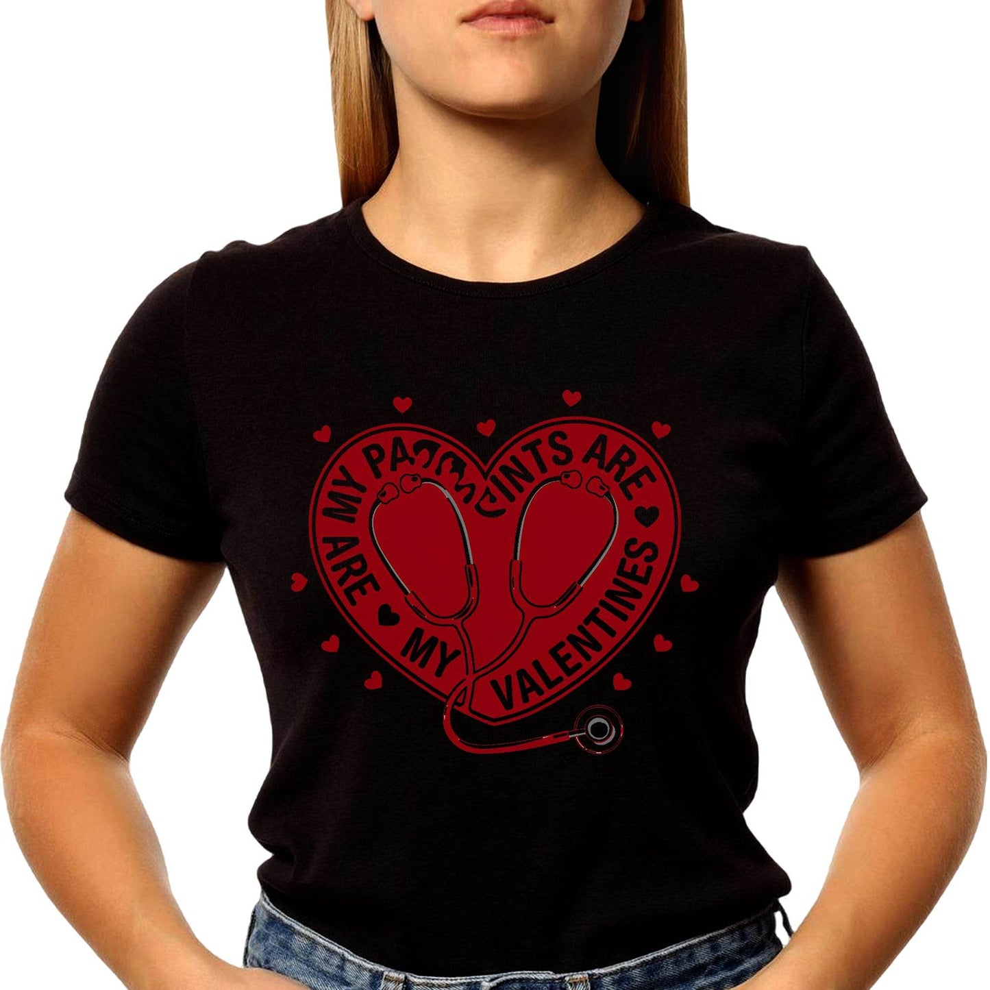 My Patients Are My Valentines Print - Unisex Round Neck Regular Fit 100% Combed Cotton Half Sleeve T-Shirt - Mojilo Mart