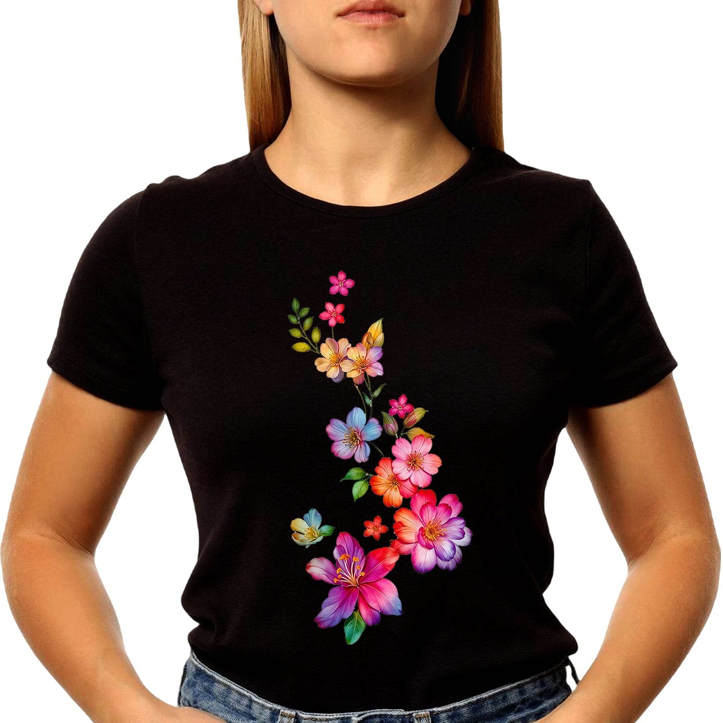 Nature Botany Vintage Flower - Unisex Round Neck Regular Fit 100% Combed Cotton Half Sleeve T-Shirt - Mojilo Mart