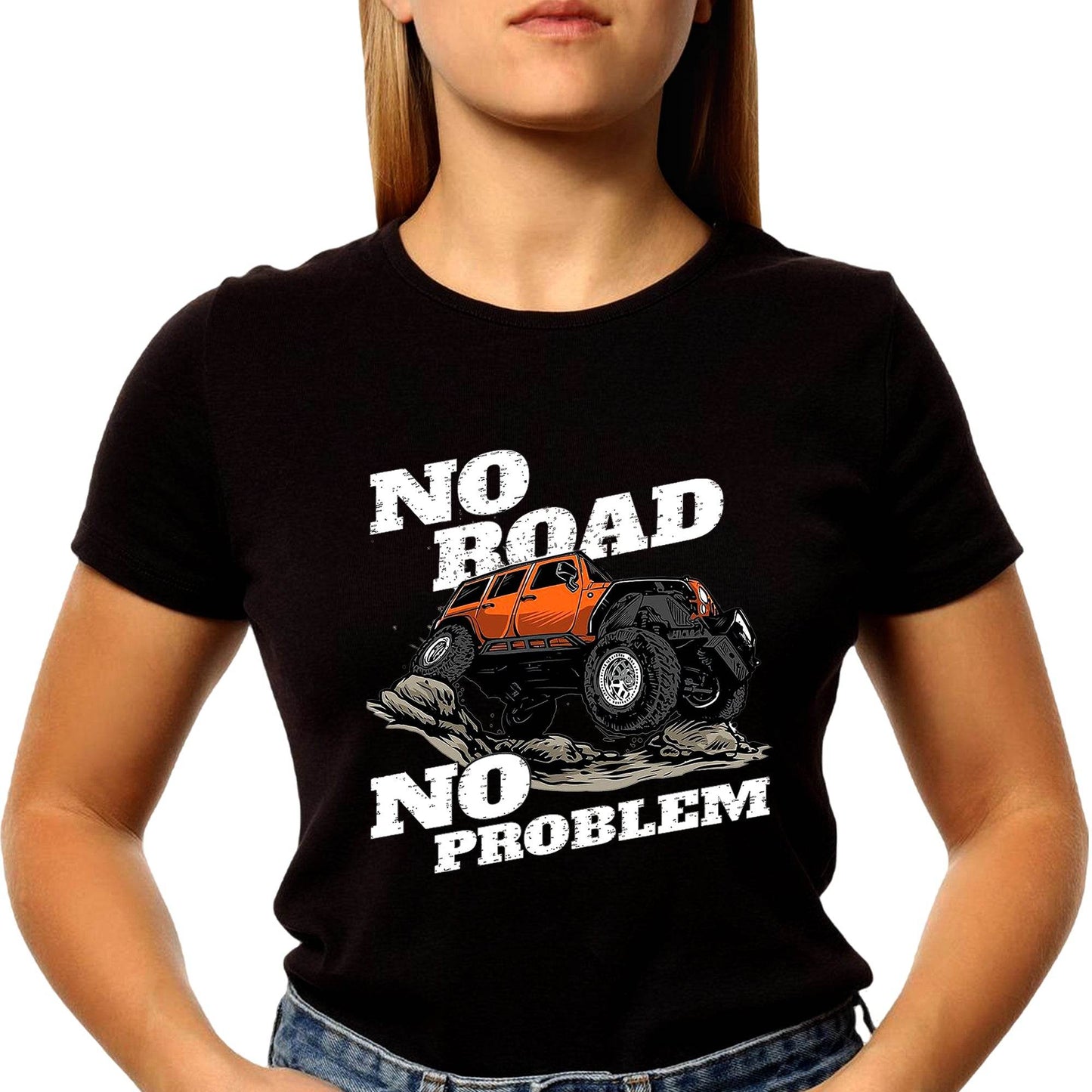 No Road No Problem - Unisex Round Neck Regular Fit 100% Combed Cotton Half Sleeve T-Shirt - Mojilo Mart