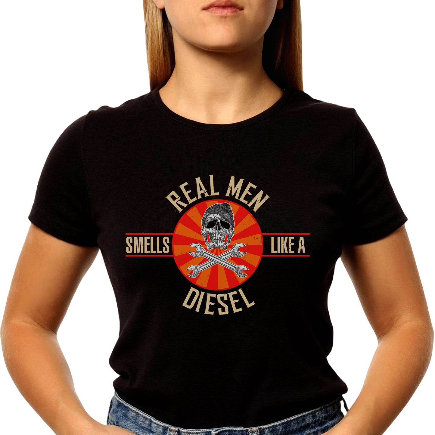 REALMEN SMELLS LIKE A DIESEL - Unisex Round Neck Regular Fit 100% Combed Cotton Half Sleeve T-Shirt - Mojilo Mart