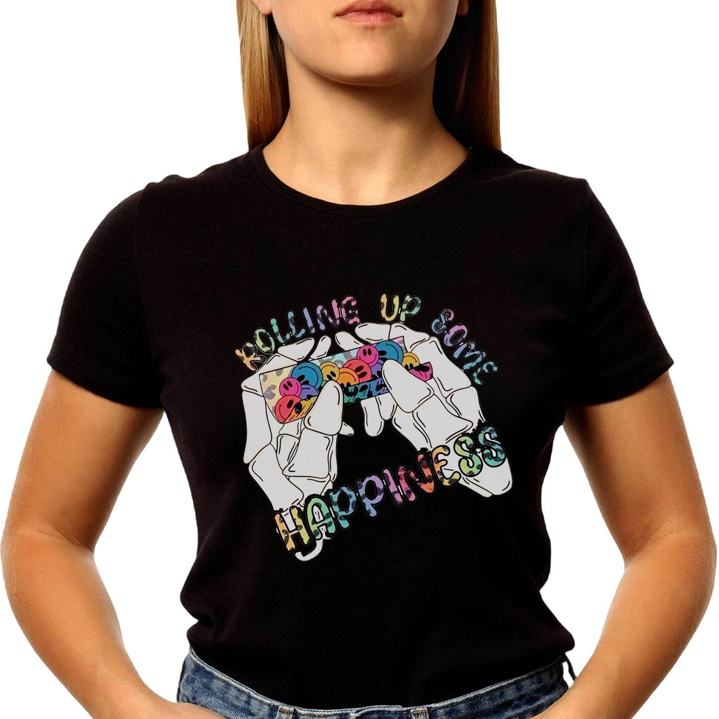 Rolling Up Some Happiness - Unisex Round Neck Regular Fit 100% Combed Cotton Half Sleeve T-Shirt - Mojilo Mart