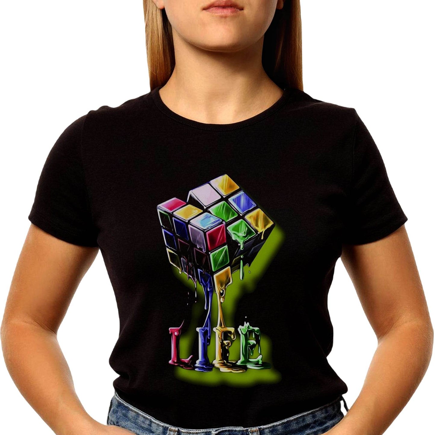 Rubik Cube Life - Unisex Round Neck Regular Fit 100% Combed Cotton Half Sleeve T-Shirt - Mojilo Mart