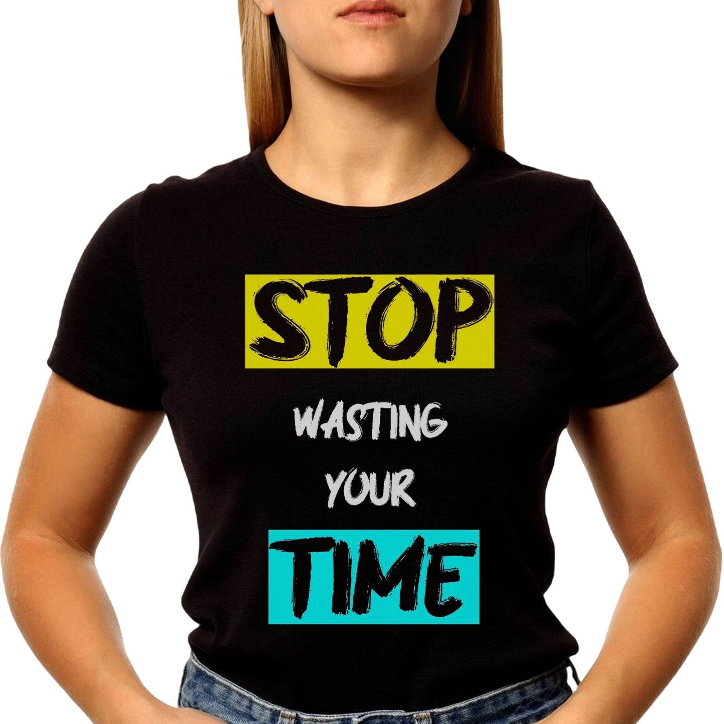 STOP Wasting Your Time - Unisex Round Neck Regular Fit 100% Combed Cotton Half Sleeve T-Shirt - Mojilo Mart