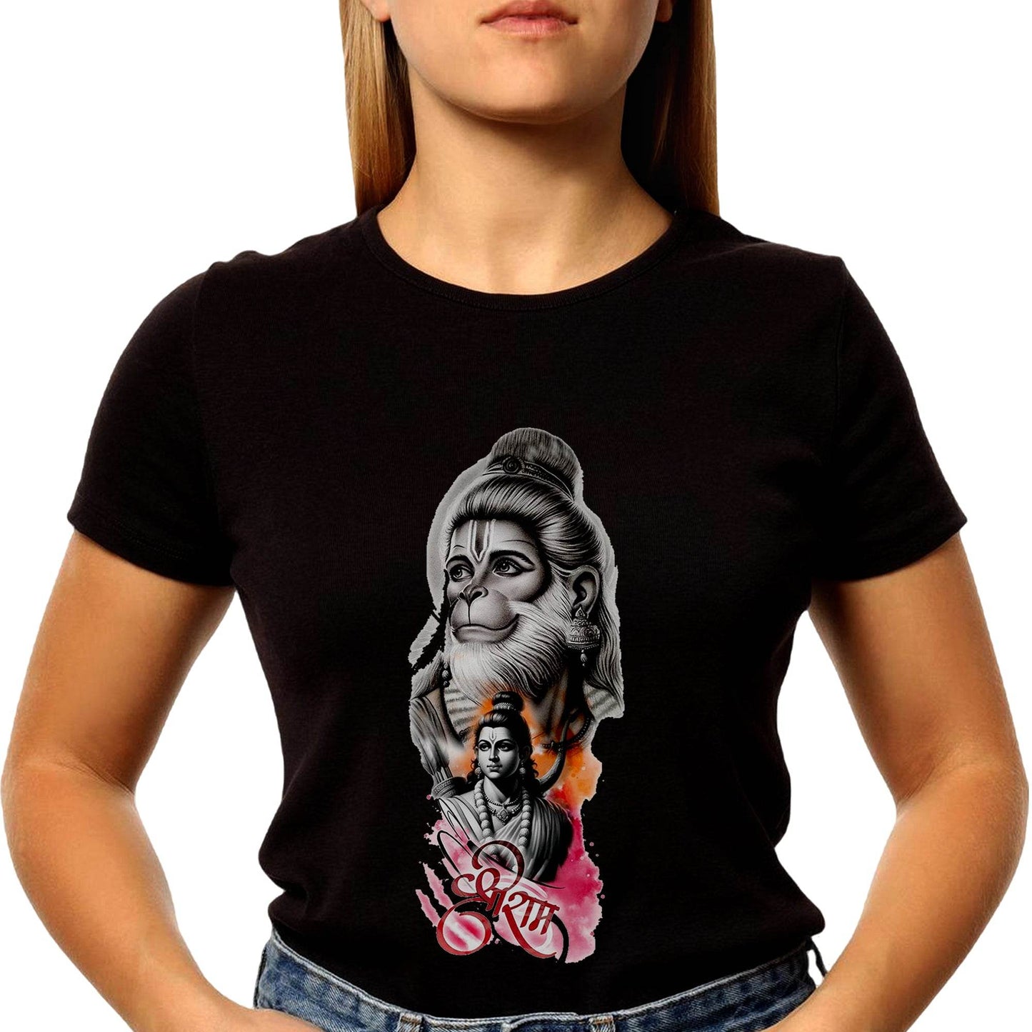 Shree Ram Hanuman Ji - Unisex Round Neck Regular Fit 100% Combed Cotton Half Sleeve T-Shirt - Mojilo Mart