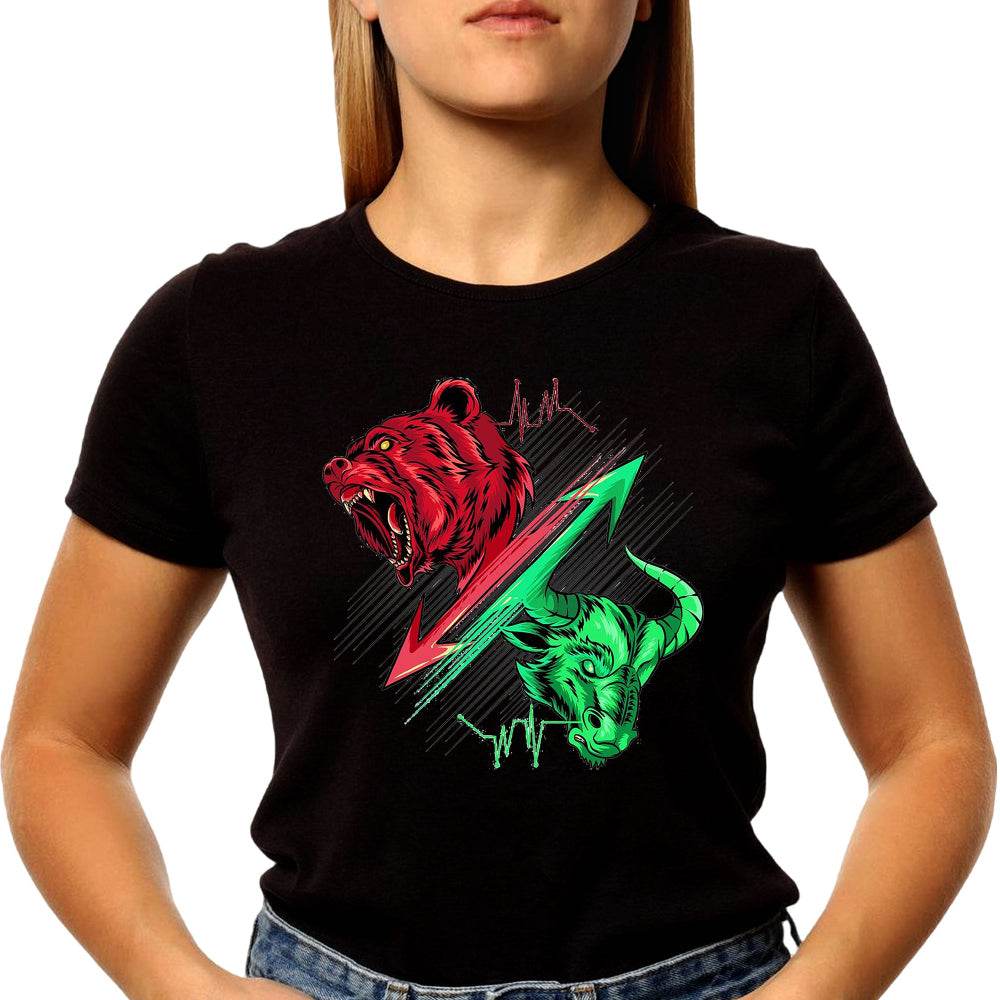 Stock Market Trader Bull vs Bear Vintage - Unisex Round Neck Regular Fit 100% Combed Cotton Half Sleeve T-Shirt - Mojilo Mart