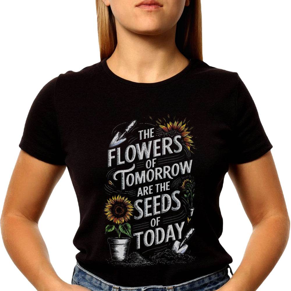 The Flower of Tomorrow Are The Seeds of Today - Unisex Round Neck Regular Fit 100% Combed Cotton Half Sleeve T-Shirt - Mojilo Mart