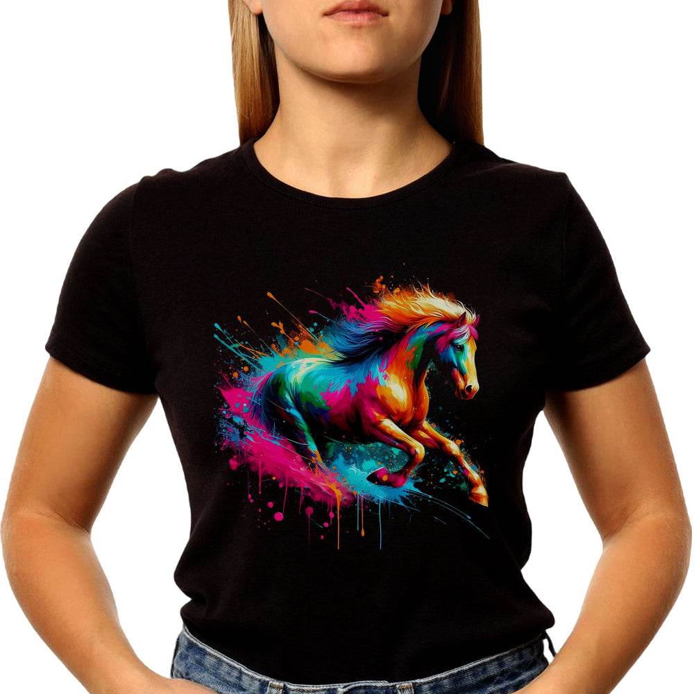 Thoroughbred Horse Lover Splash Art - Unisex Round Neck Regular Fit 100% Combed Cotton Half Sleeve T-Shirt - Mojilo Mart