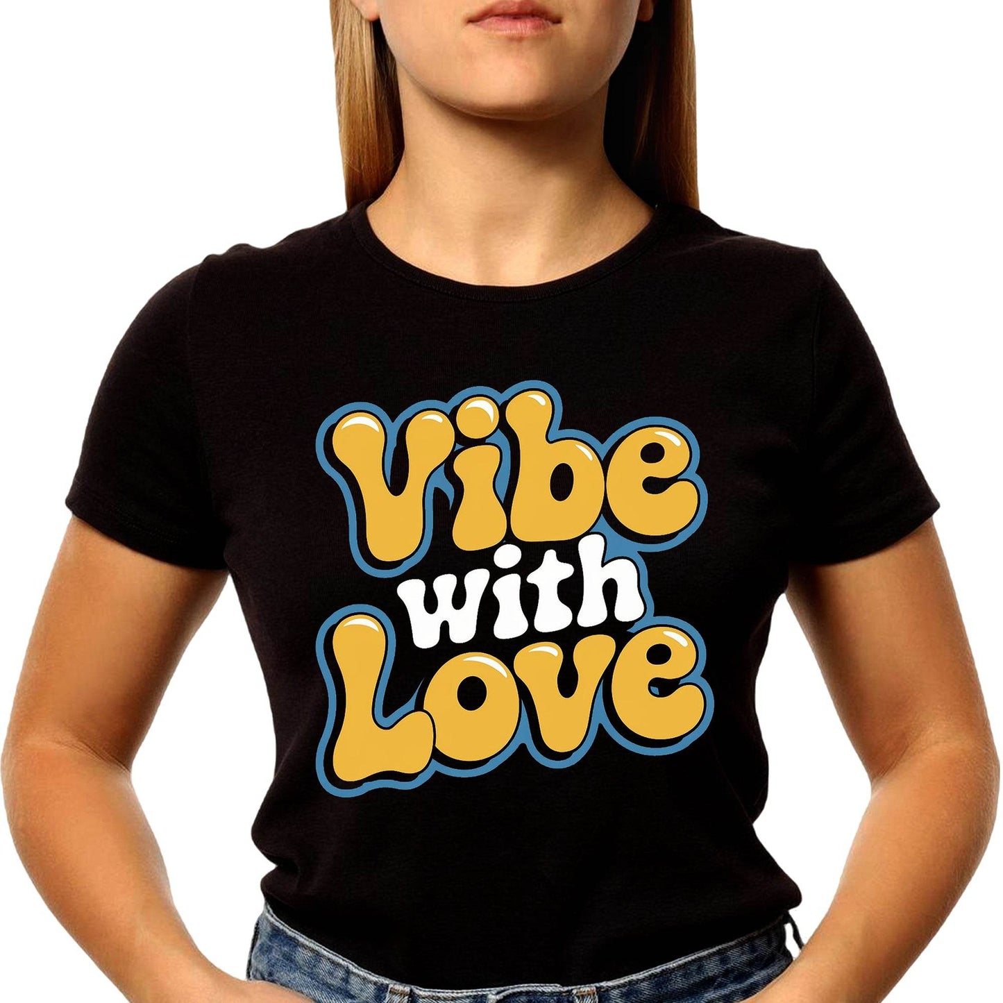Vide With Love - Unisex Round Neck Regular Fit 100% Combed Cotton Half Sleeve T-Shirt - Mojilo Mart