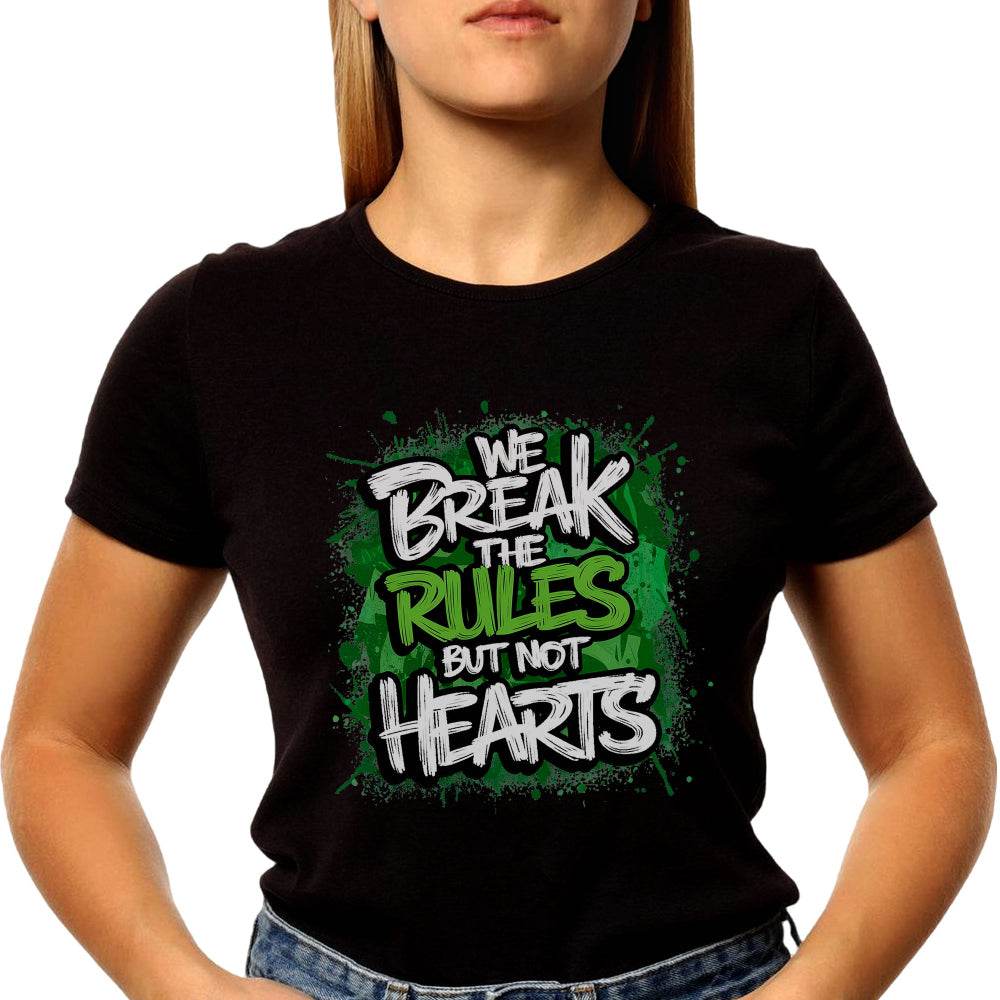 We Break the Rules but Not Hearts - Unisex Round Neck Regular Fit 100% Combed Cotton Half Sleeve T-Shirt - Mojilo Mart