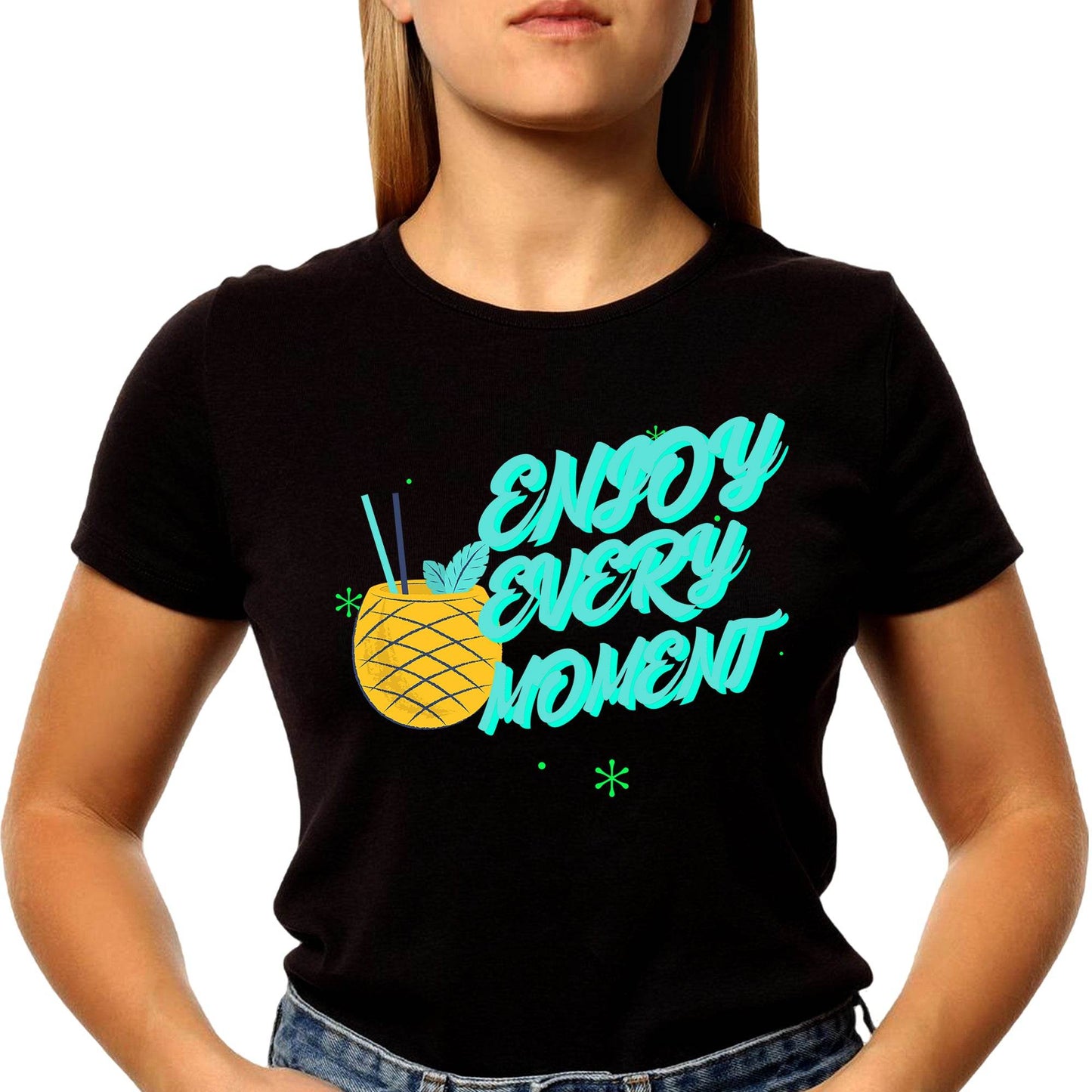 Enjoy every moment Desing - Unisex Round Neck Regular Fit 100% Combed Cotton Half Sleeve T-Shirt - Mojilo Mart