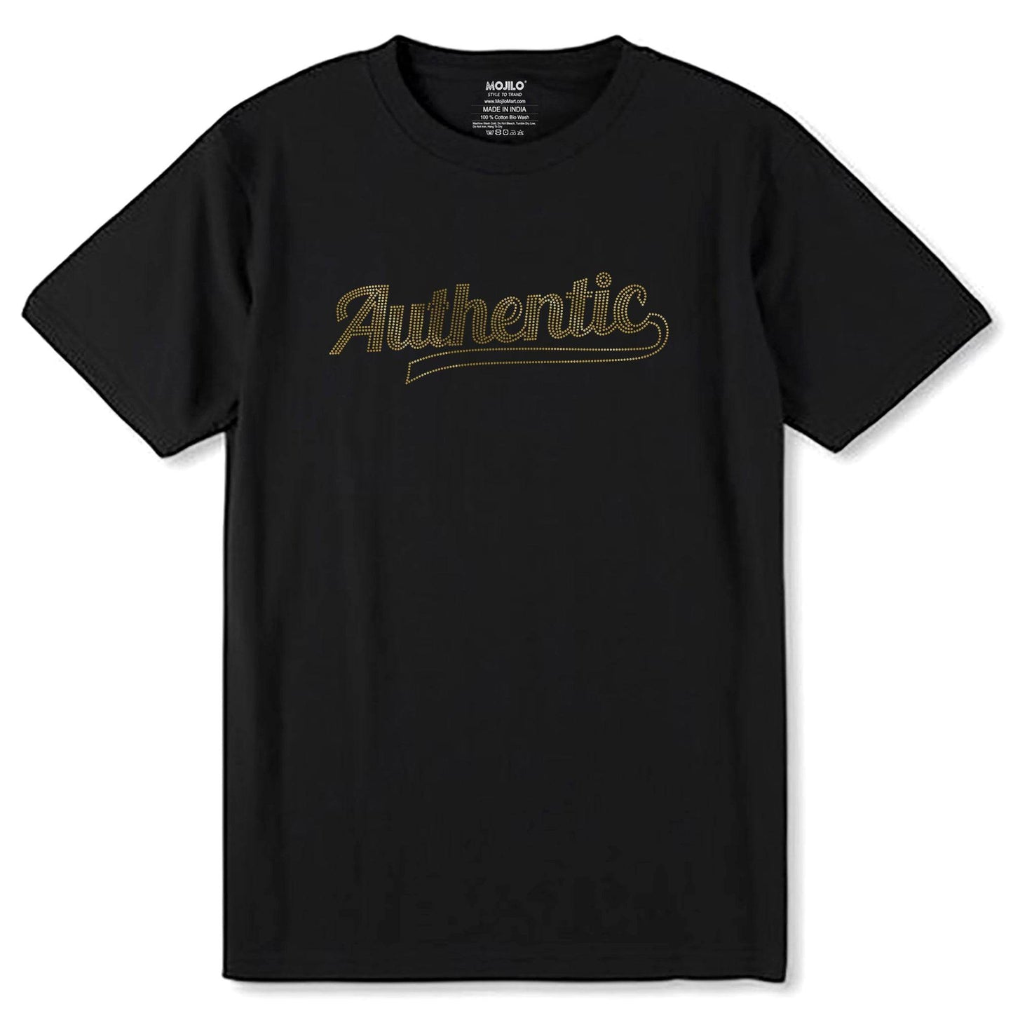 GOLD SPANGLE Authentic - Unisex Round Neck Regular Fit 100% Combed Cotton Half Sleeve T-Shirt - Mojilo Mart