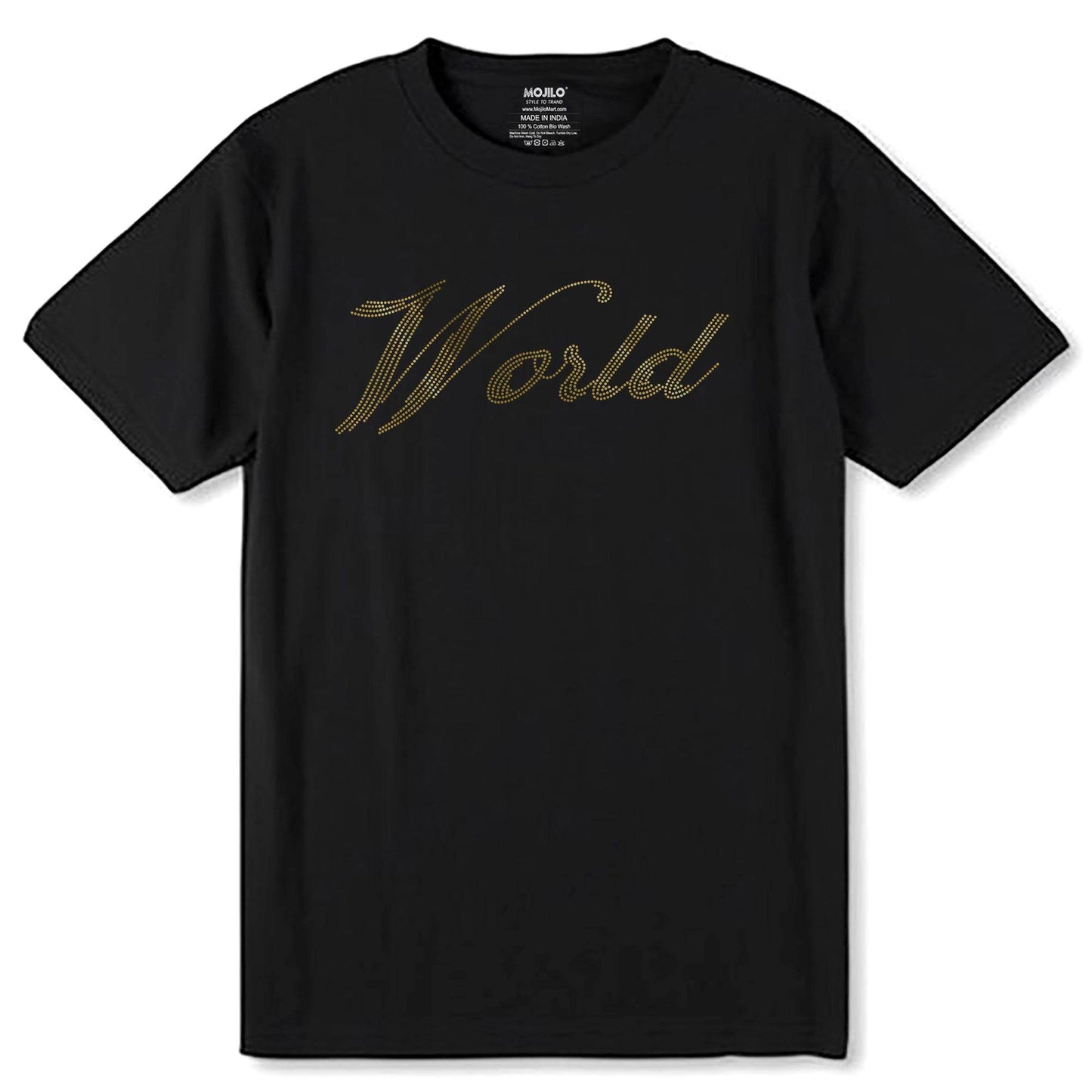 GOLD SPANGLE WORLD - Unisex Round Neck Regular Fit 100% Combed Cotton Half Sleeve T-Shirt - Mojilo Mart