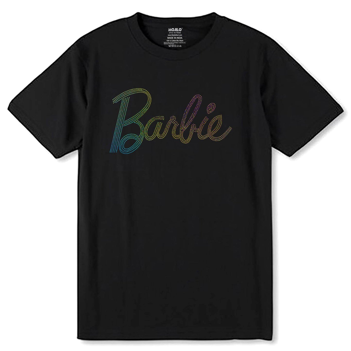 RAINBOW SPANGLE Barbie - Unisex Round Neck Regular Fit 100% Combed Cotton Half Sleeve T-Shirt - Mojilo Mart