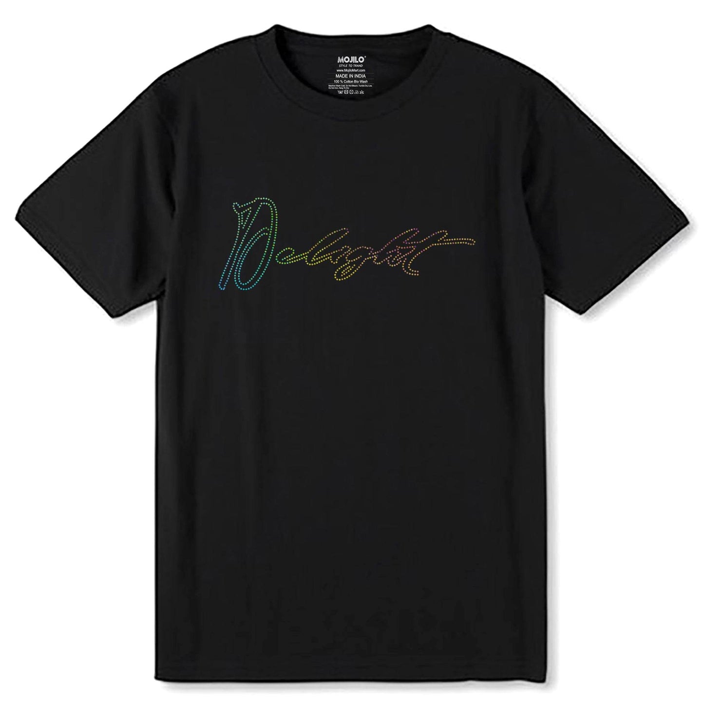 RAINBOW SPANGLE DELIGHT - Unisex Round Neck Regular Fit 100% Combed Cotton Half Sleeve T-Shirt - Mojilo Mart