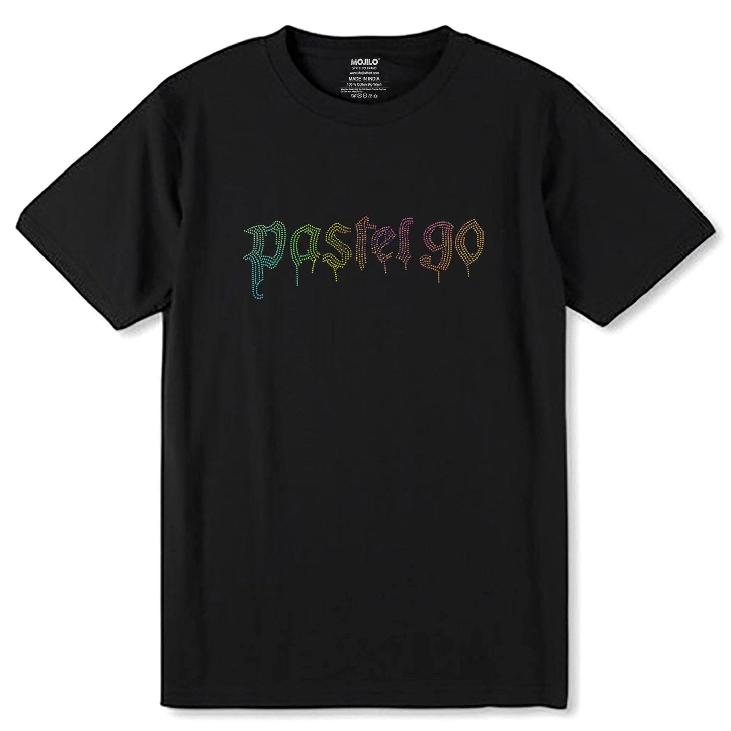 RAINBOW SPANGLE Pastel go - Unisex Round Neck Regular Fit 100% Combed Cotton Half Sleeve T-Shirt - Mojilo Mart