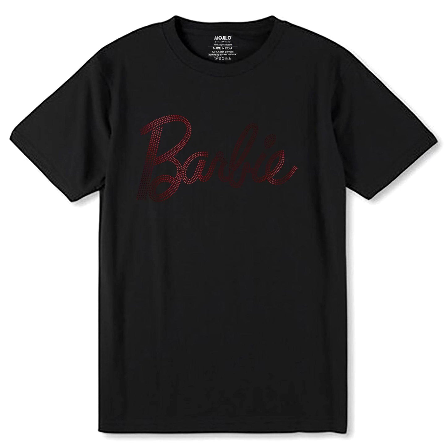 RED SPANGLE Barbie - Unisex Round Neck Regular Fit 100% Combed Cotton Half Sleeve T-Shirt - Mojilo Mart