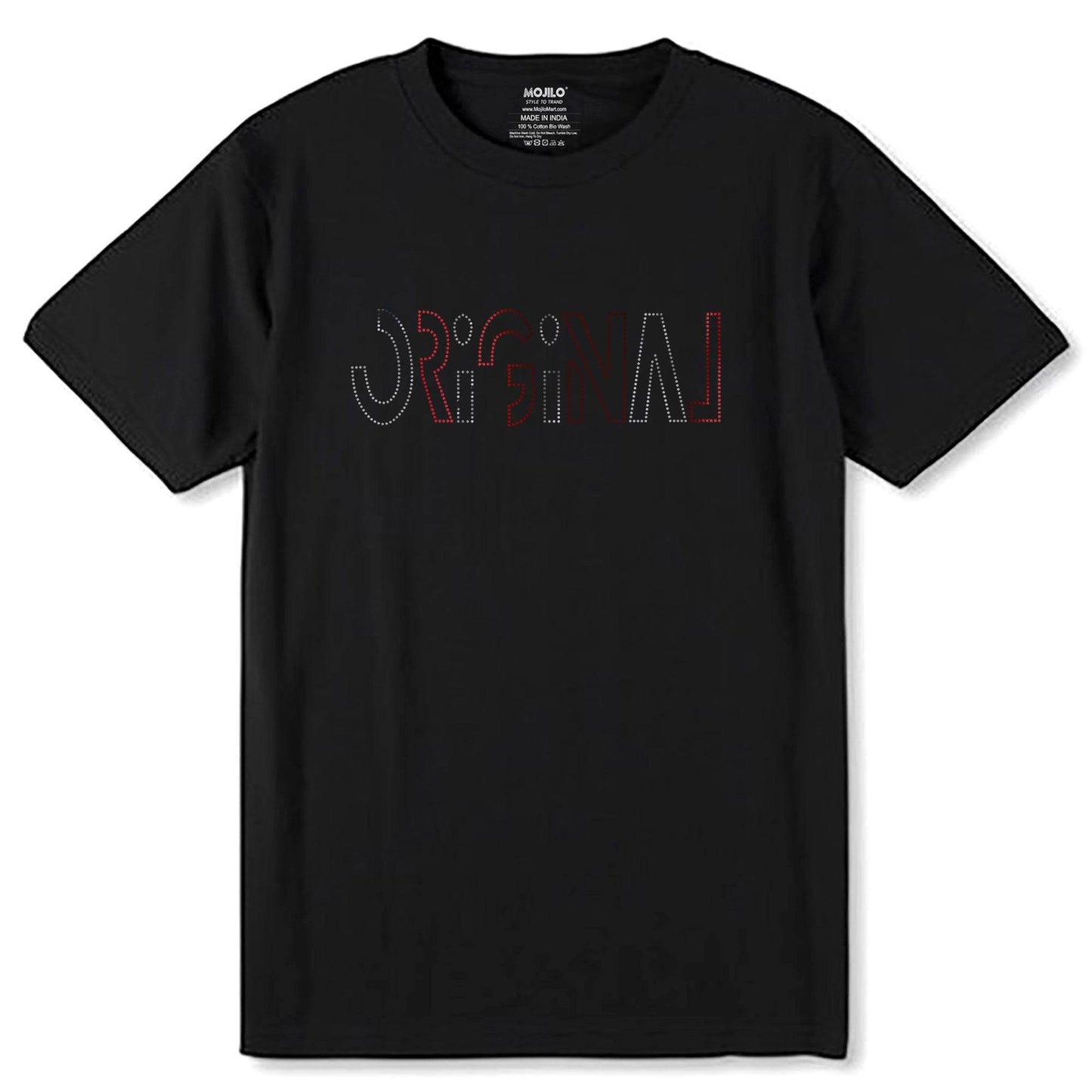 RED & SILVER SPANGLE ORIGNAL - Unisex Round Neck Regular Fit 100% Combed Cotton Half Sleeve T-Shirt - Mojilo Mart