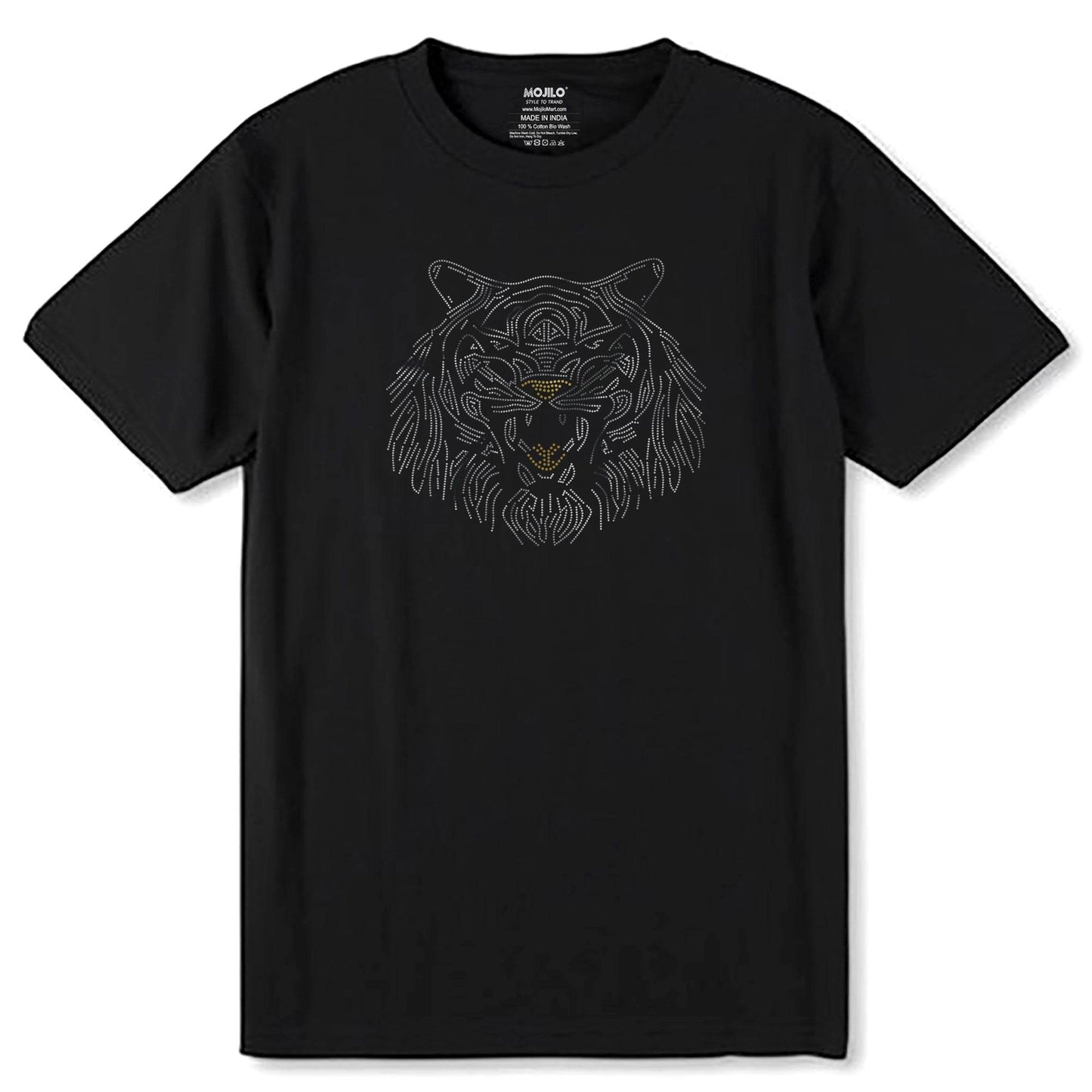 SILVER FACE TIGER - Unisex Round Neck Regular Fit 100% Combed Cotton Half Sleeve T-Shirt - Mojilo Mart