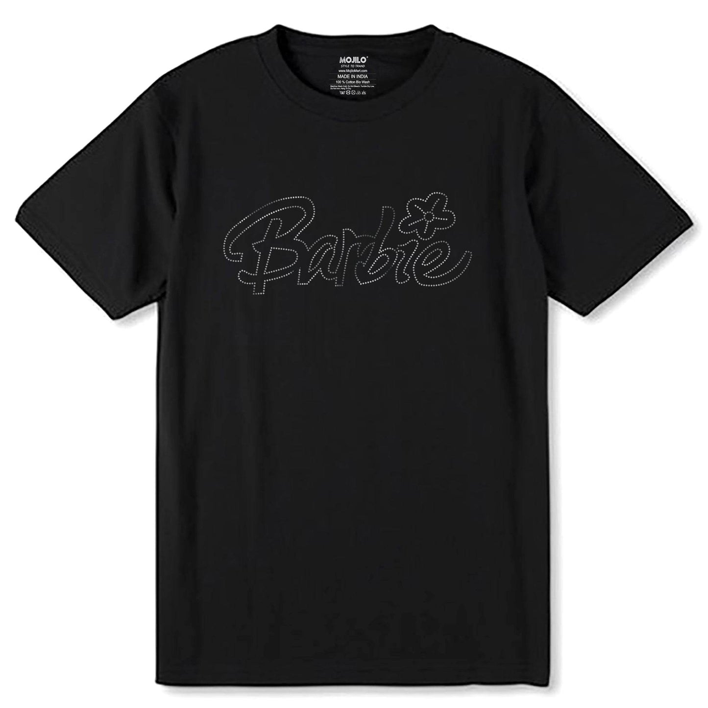 SILVER SPANGLE BARBIE - Unisex Round Neck Regular Fit 100% Combed Cotton Half Sleeve T-Shirt - Mojilo Mart