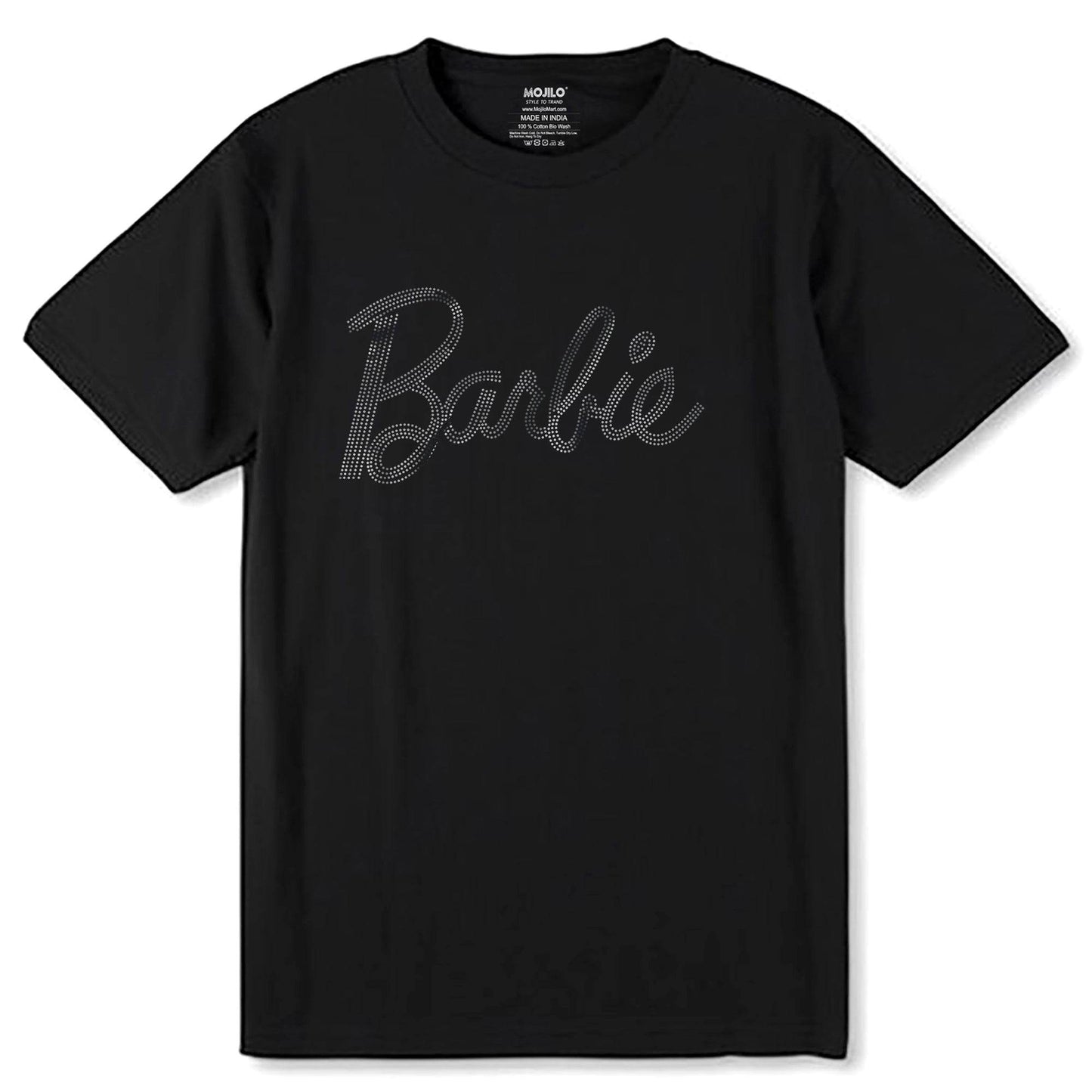 SILVER SPANGLE Barbie - Unisex Round Neck Regular Fit 100% Combed Cotton Half Sleeve T-Shirt - Mojilo Mart