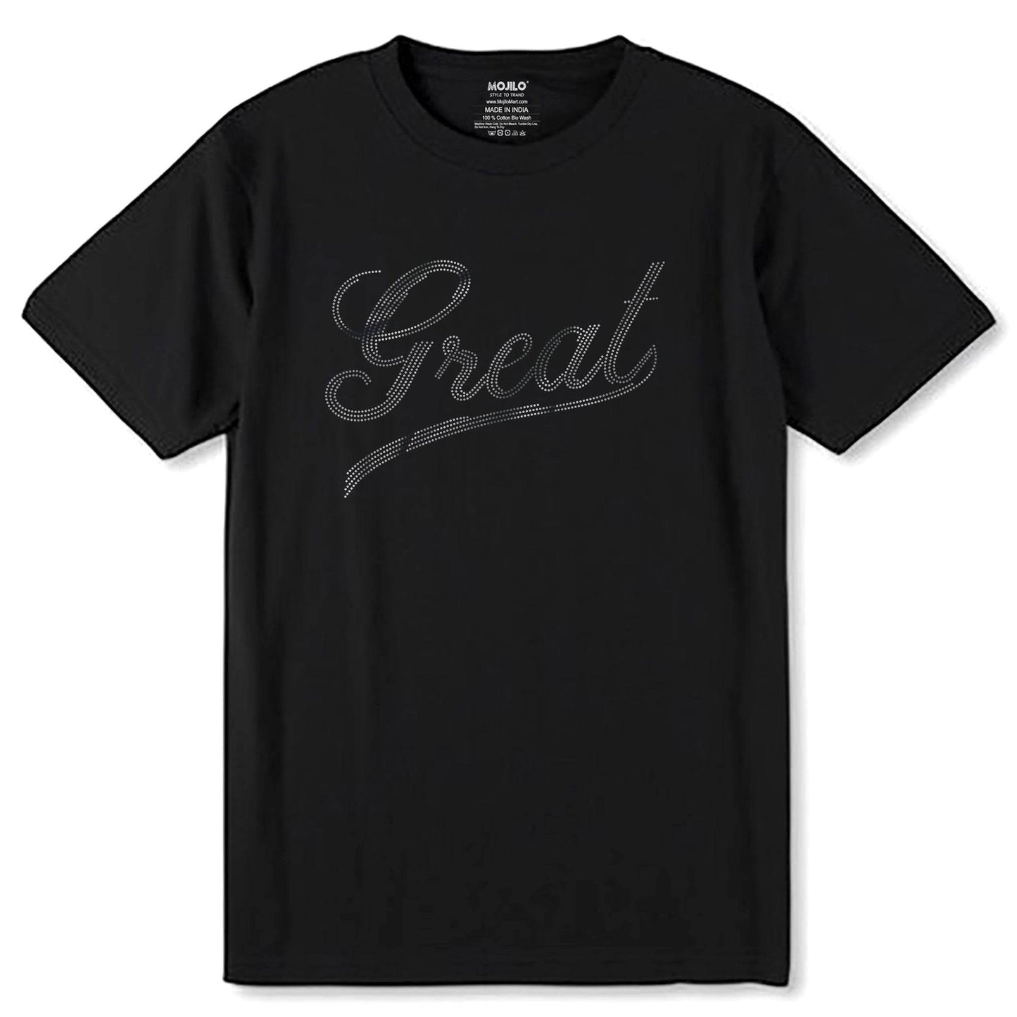 SILVER SPANGLE GREAT - Unisex Round Neck Regular Fit 100% Combed Cotton Half Sleeve T-Shirt - Mojilo Mart