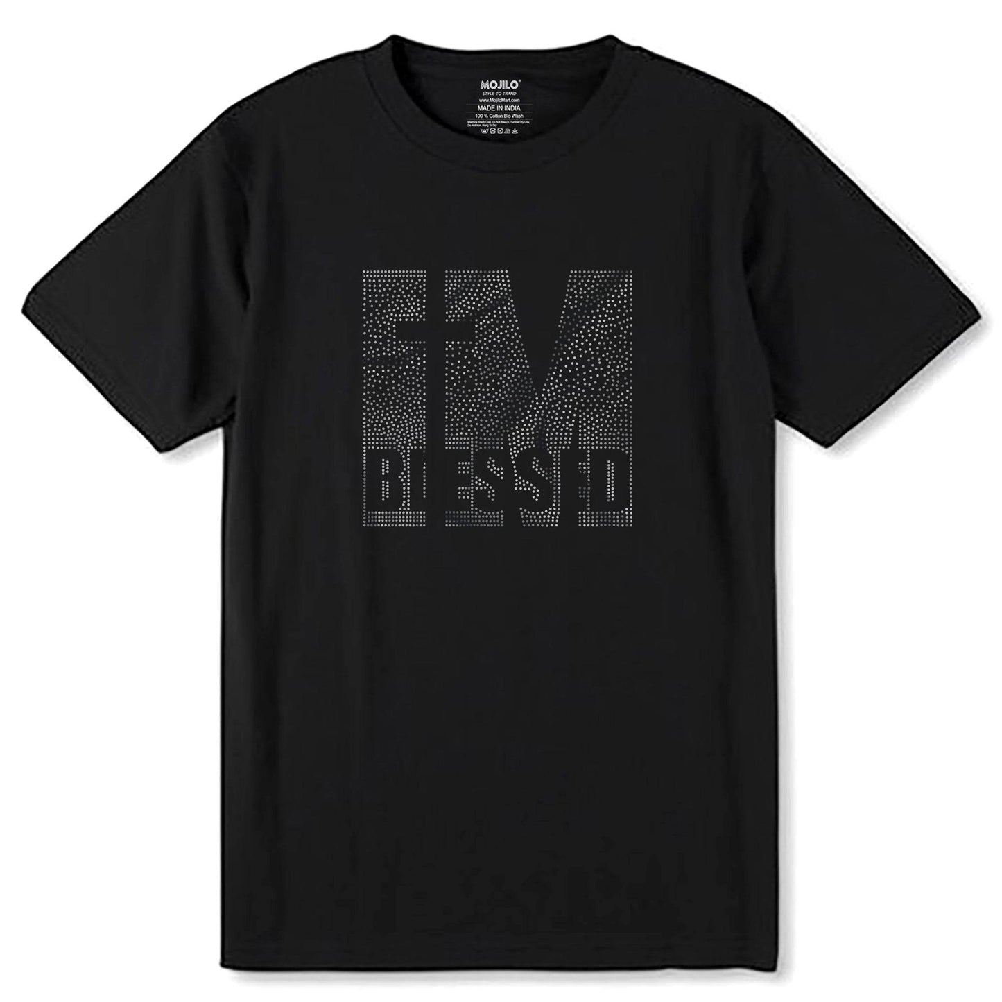 SILVER SPANGLE IM BLESSED - Unisex Round Neck Regular Fit 100% Combed Cotton Half Sleeve T-Shirt - Mojilo Mart
