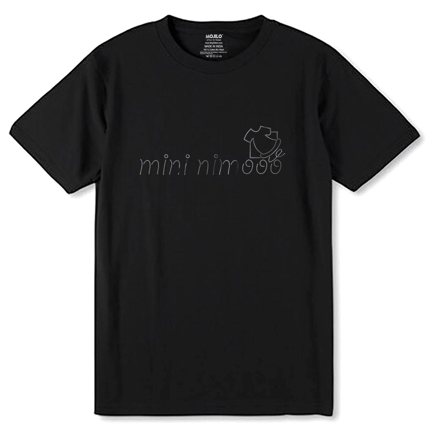 SILVER SPANGLE MINI NIBOOO - Unisex Round Neck Regular Fit 100% Combed Cotton Half Sleeve T-Shirt - Mojilo Mart