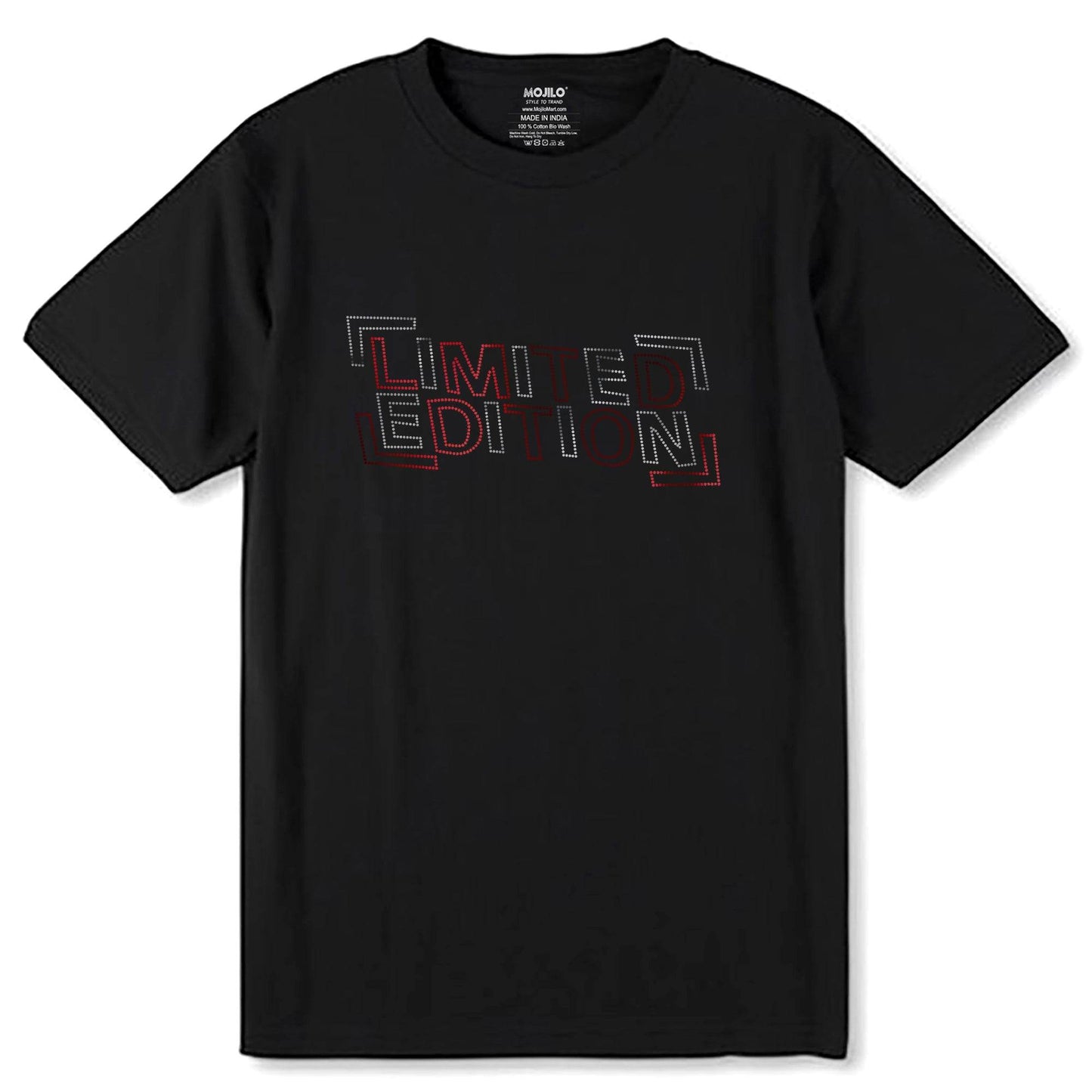 SILVER & RED SPANGLE LIMITED EDITION - Unisex Round Neck Regular Fit 100% Combed Cotton Half Sleeve T-Shirt - Mojilo Mart