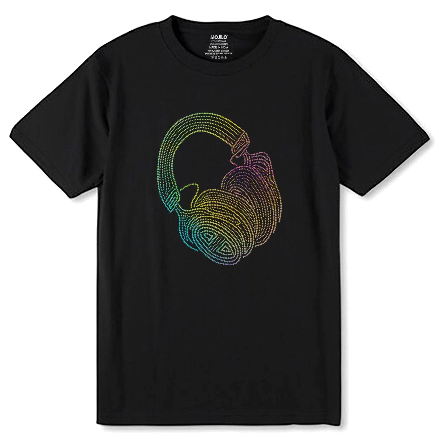 SPANGLE MULTI HEADPHONE - Unisex Round Neck Regular Fit 100% Combed Cotton Half Sleeve T-Shirt - Mojilo Mart