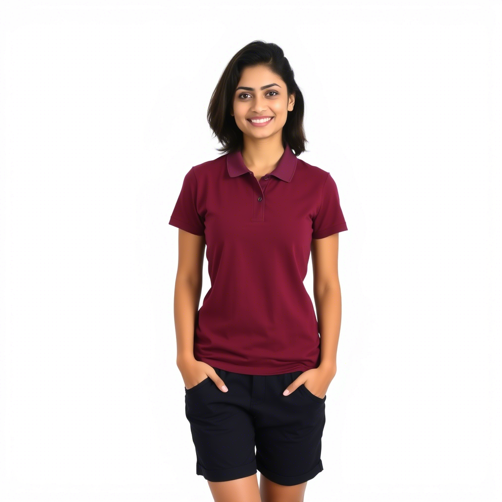 women staff uniform Polo Neck Cotton T-Shirt with DTF Printing and custom Sexy Office Girls Tshirt Logo Design