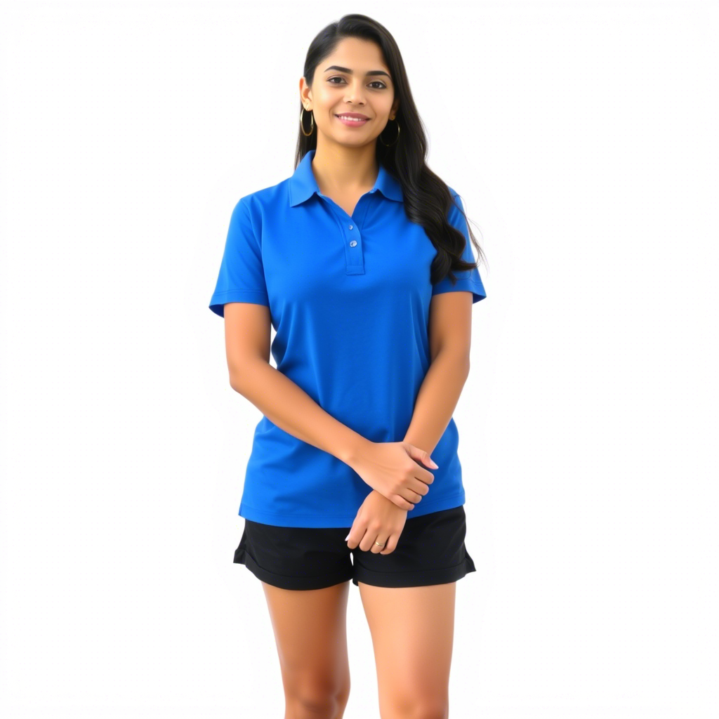 women staff uniform Polo Neck Cotton T-Shirt with DTF Printing and custom Sexy Office Girls Tshirt Logo Design