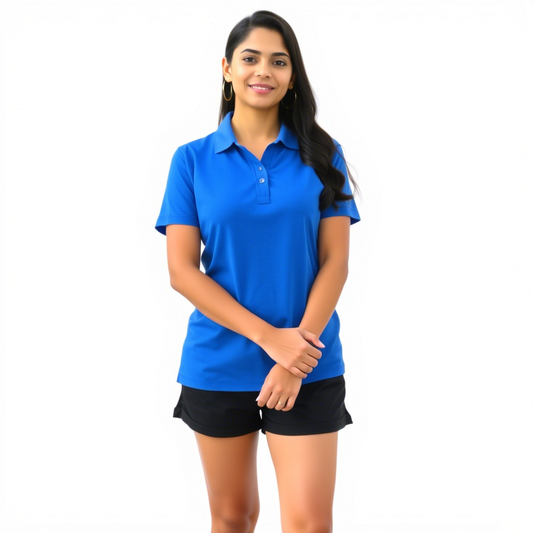 women staff uniform Polo Neck Cotton T-Shirt with DTF Printing and custom Sexy Office Girls Tshirt Logo Design