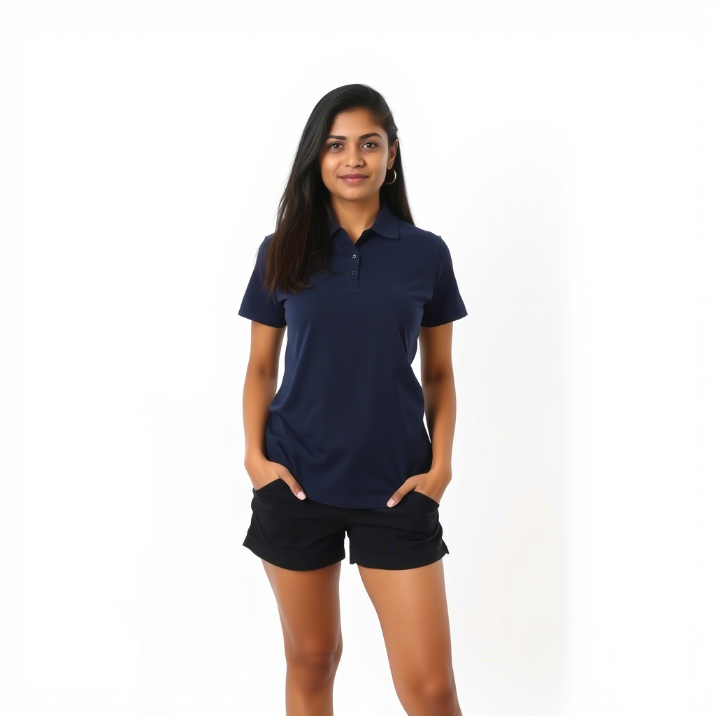 women staff uniform Polo Neck Cotton T-Shirt with DTF Printing and custom Sexy Office Girls Tshirt Logo Design