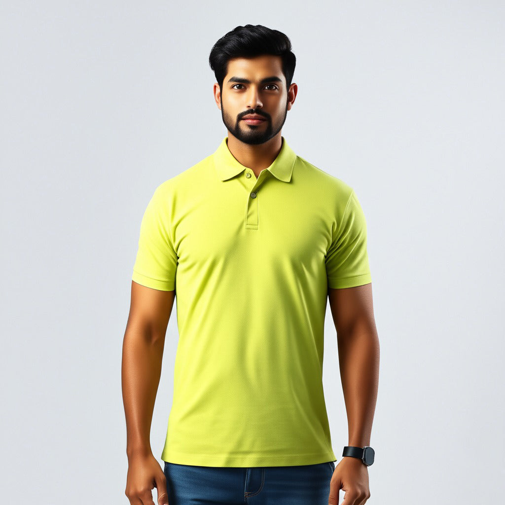 Men Polo Neck Cotton T-Shirt with DTF Printing and custom Tshirt Logo Design