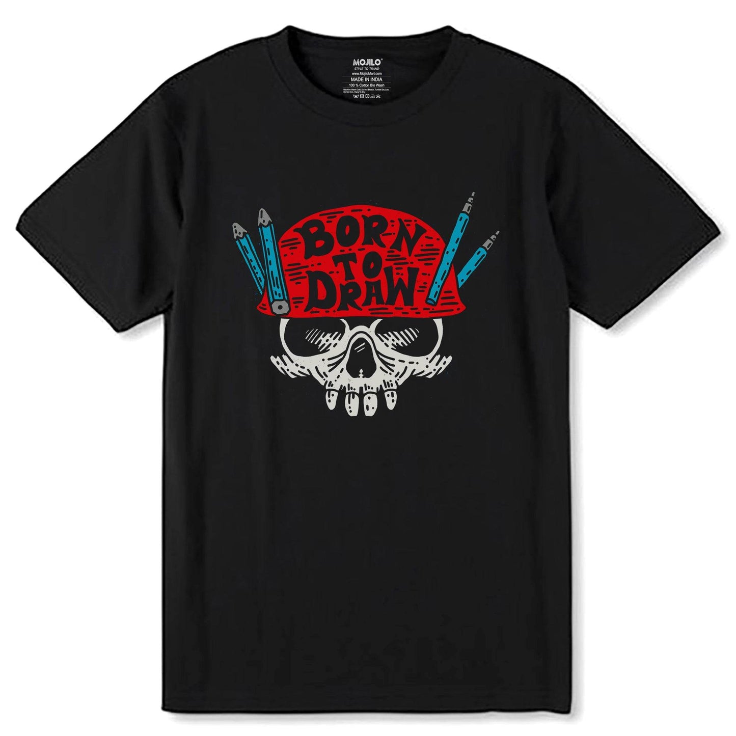 Born To Draw - Unisex Round Neck Regular Fit 100% Combed Cotton Half Sleeve T-Shirt - Mojilo Mart